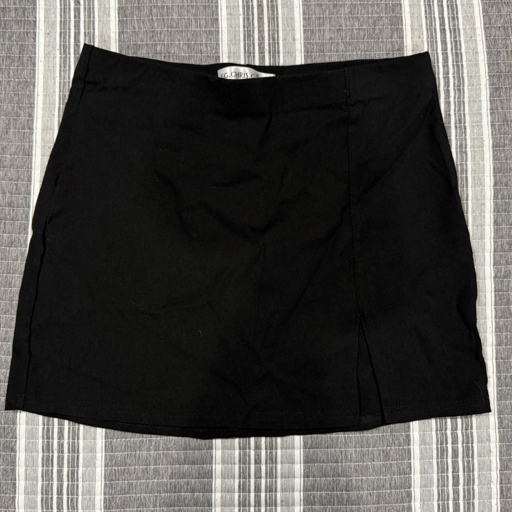 Black Mini Skirt with Slit